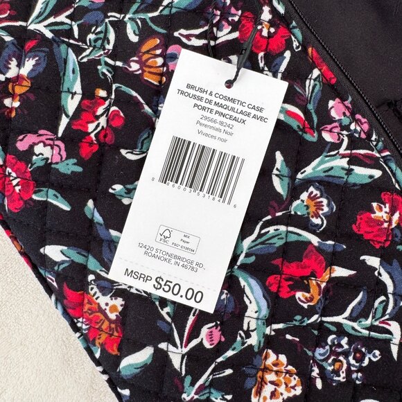 Vera Bradley Brush & Cosmetic Case in Perennials Noir - Picture 8 of 8